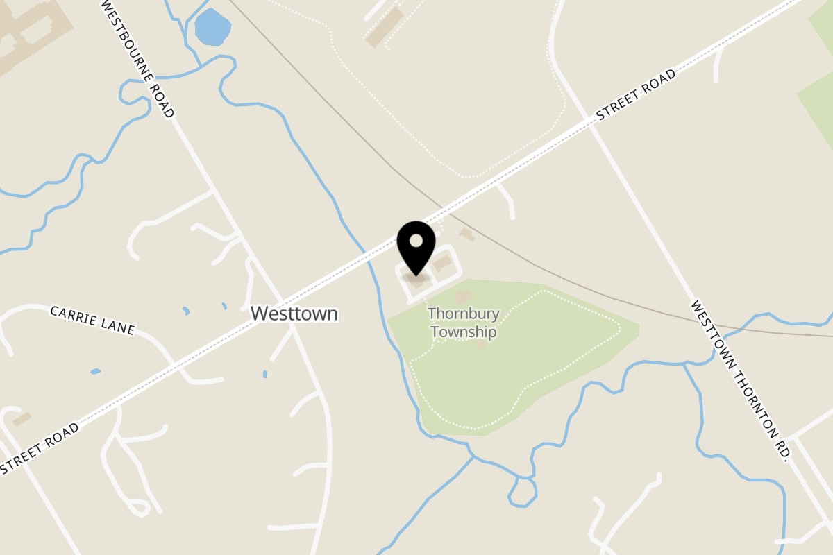 Map showing the location of The Salty Cow on 840 E Street Rd in West Chester